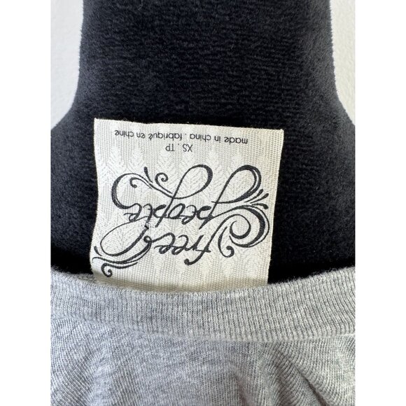 Free People XS/S Womens‎ Blouse Gray & Mesh Bell Sleeves - Picture 4 of 6